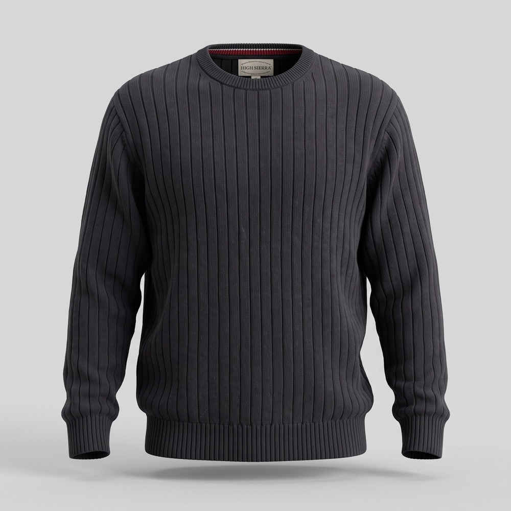 High Sierra Mens XL Black Sweater Crew Neck Ribbed Long Sleeve Cotton